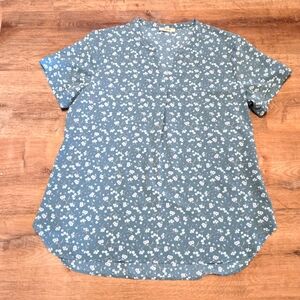 Green Floral Timeson Extra Large Short Sleeve Blouse